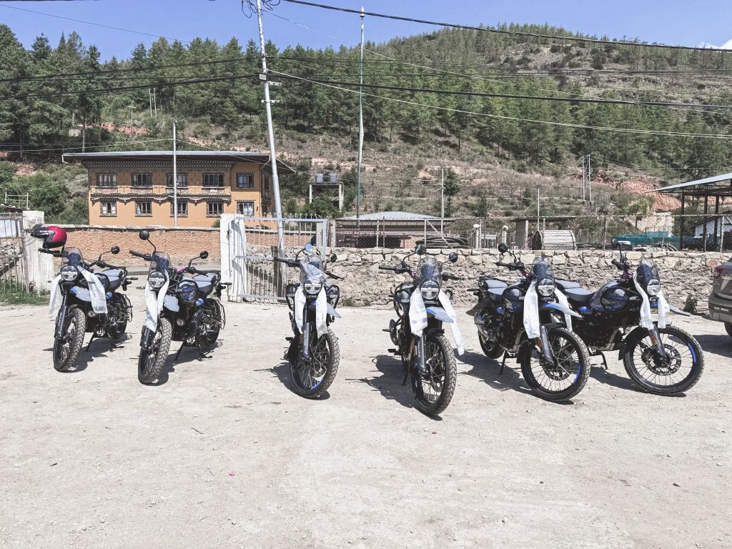 Blessing the motorbikes in Bhutan