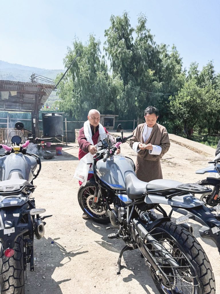 Blessing the motorbikes in Bhutan